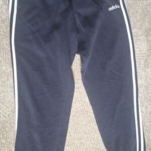 Mens Adidas Navy Joggers/Sweatpants with White Stripes